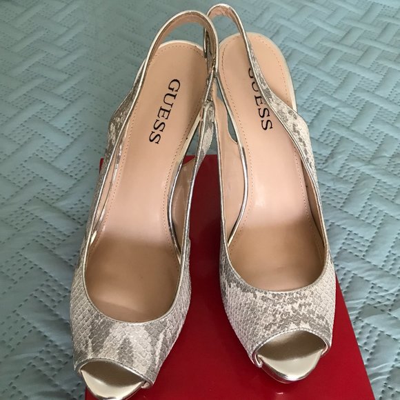 Guess Gwaerra Peep Toe Slingback Heels Size 10M - Picture 4 of 15